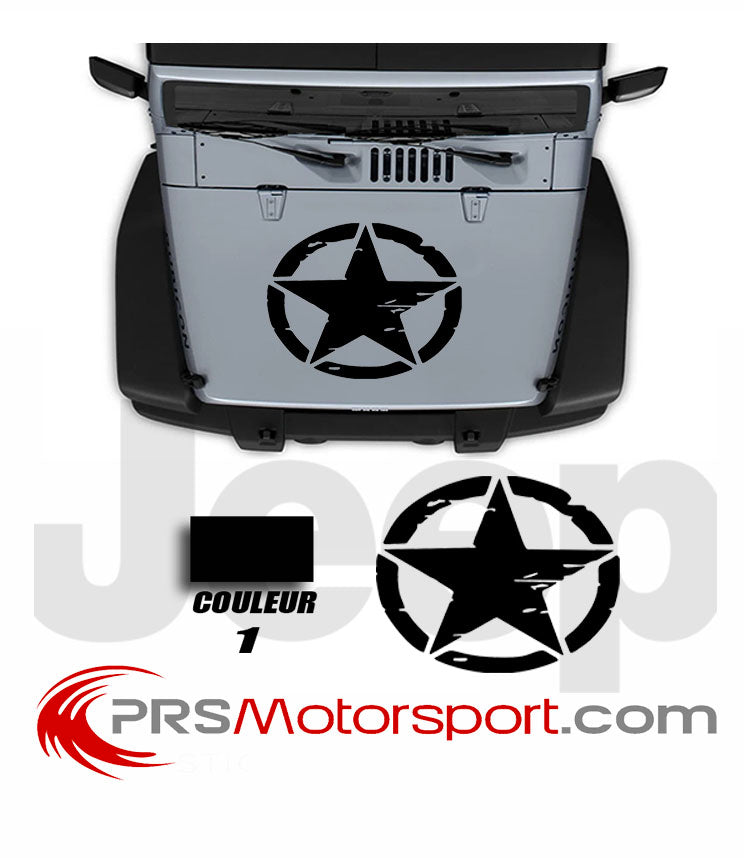 autocollant carrosserie jeep, stickers étoile US ARMY capot voiture 4x4.