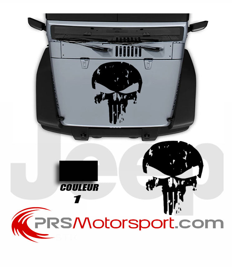 autocollant capot Jeep, stickers logo punisher pour voiture 4x4.