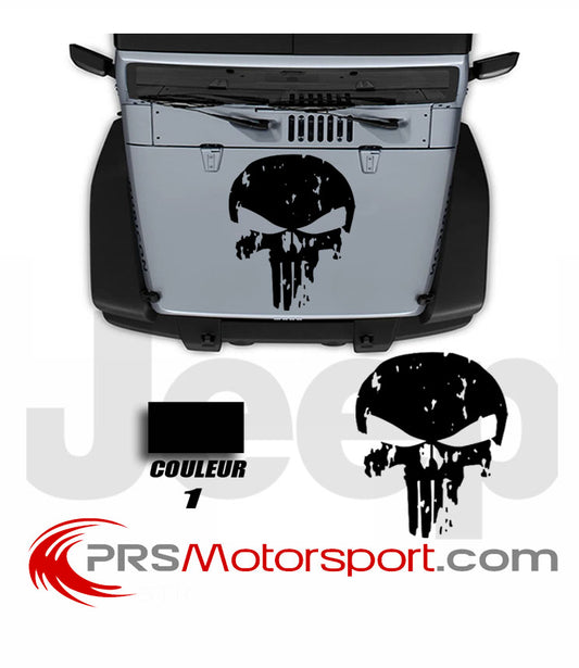 autocollant capot Jeep, stickers logo punisher pour voiture 4x4.