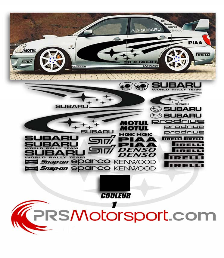 kit deco autocollant subaru rally complet. Stickers voiture subaru impreza. Décalcomanie carrosserie voiture.