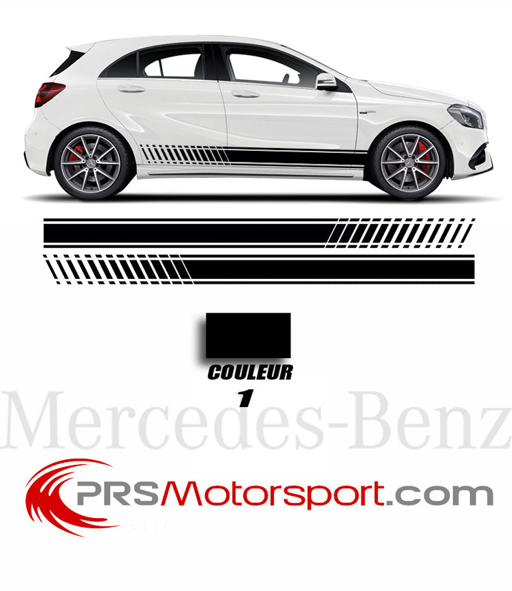 autocollant carrosserie mercedes benz, stickers bas de caisse bande racing., kit déco mercedes.