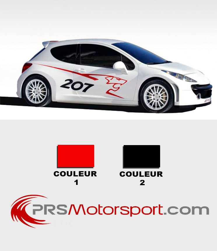autocollant kit déco carrosserie peugeot 207 rc, peugeot sport décalcomanie.