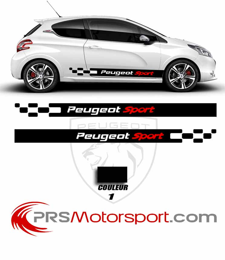 Autocollant carrosserie voiture, déco Peugeot sport, stickers bas de caisse.