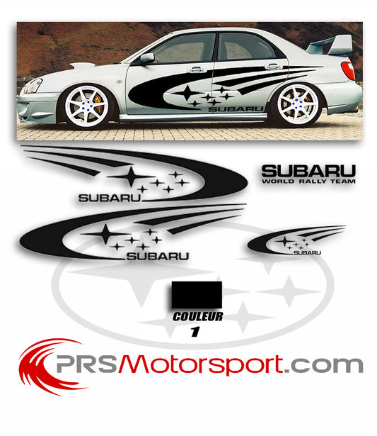 kit déco SUBARU IMPREZA, stickers RALLY TEAM, décalcomanie carrosserie voiture.
