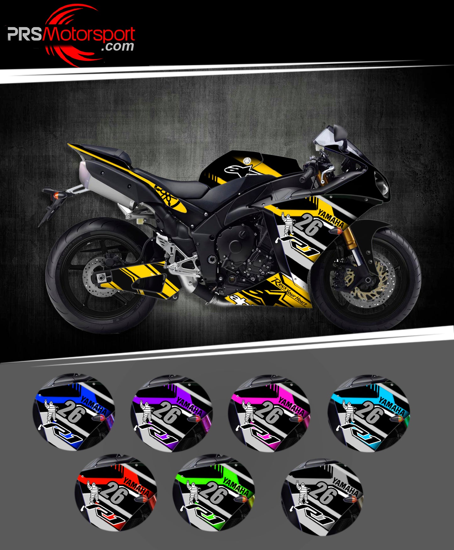 kit deco moto yamaha R1, autocollant course.