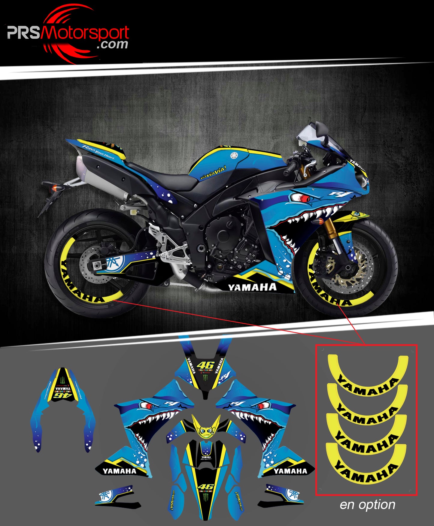 KIT déco YAMAHA R1 ROSSI SHARK