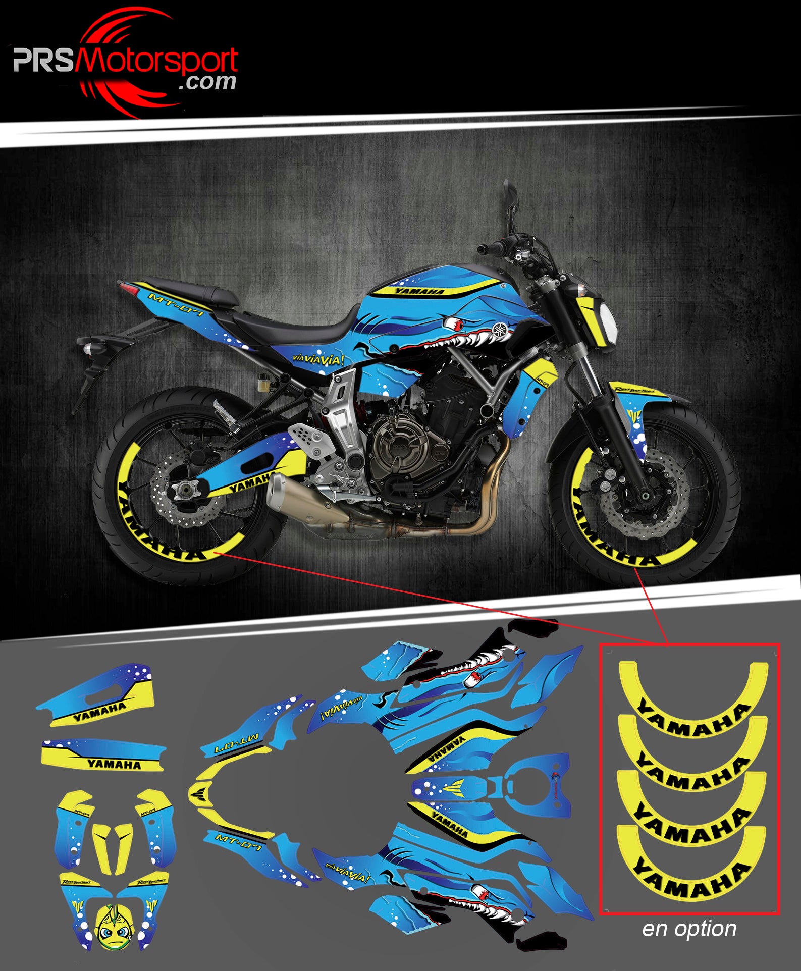 kit déco Rossi shark, autocollant moto yamaha rossi.