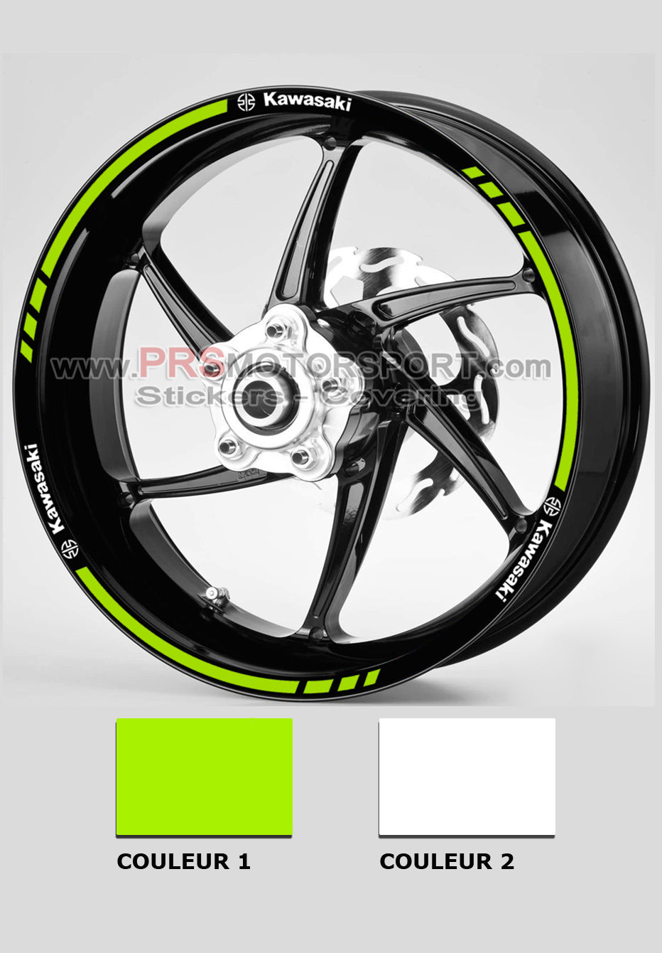 Autocollant KAWASAKI pour jante moto, stickers liserets de jante.
