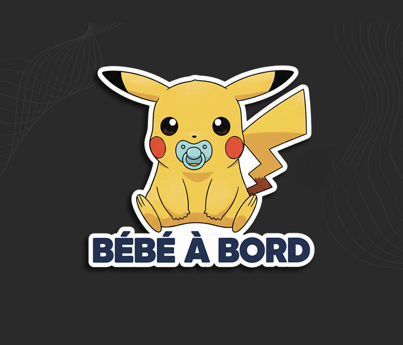autocollant bébé à bord pikachu stickers pokemon