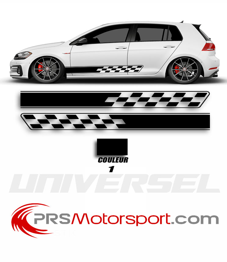 autocollant damier bas de caisse, stickers voiture.