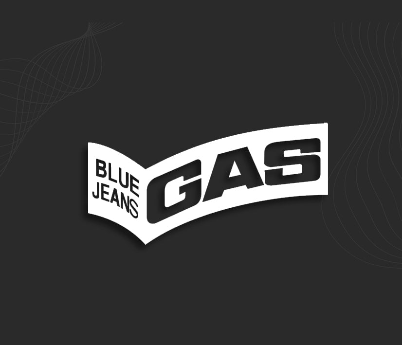stickers logo GAS Blue Jeans, autocollant moto.