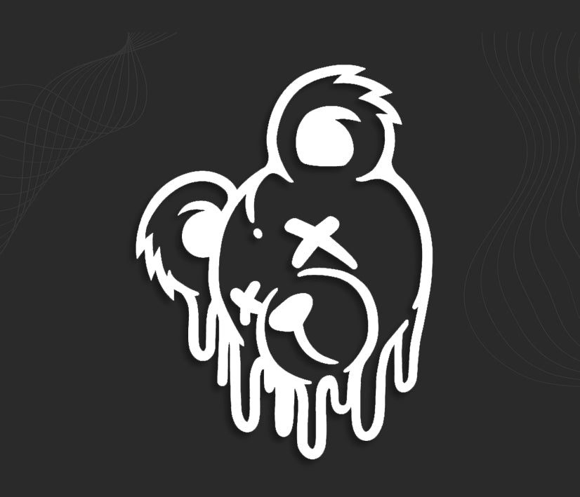 autocollant ours horror grafitti, ours mechant, stickers humour.