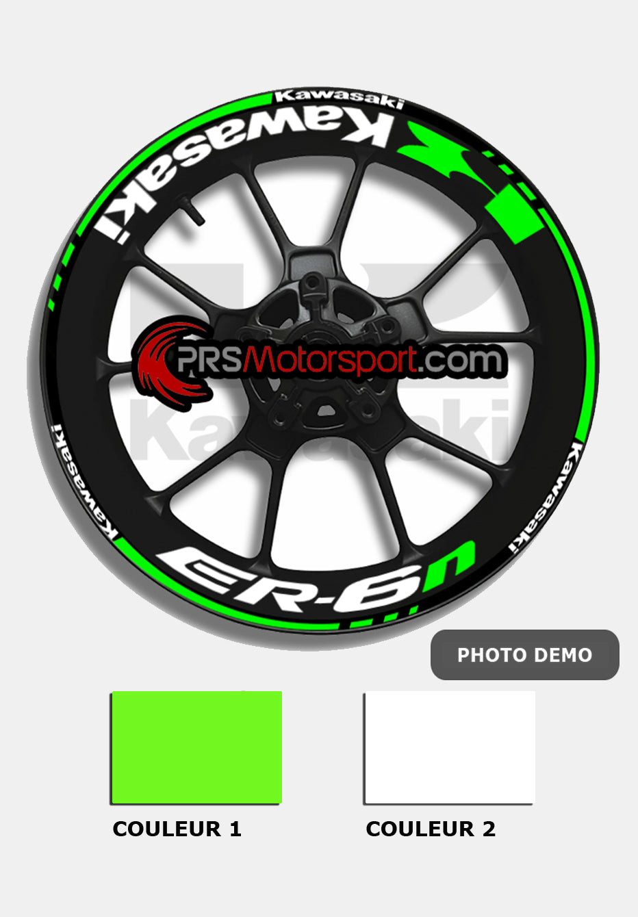 stickers liseret jante kawasaki er-6N. Autocollant moto pour les jantes.