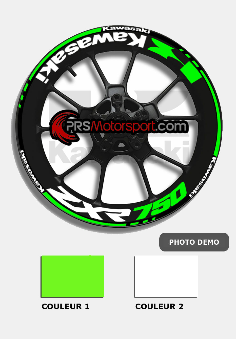 stickers déco jante kawasaki. Autocollant moto kawasaki zxr 750