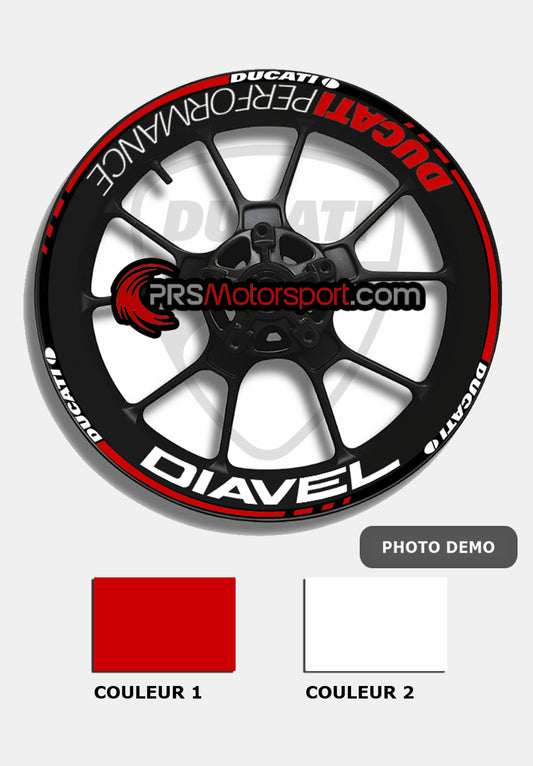 stickers de jante ducati diavel. Liserets jante moto autocollant.