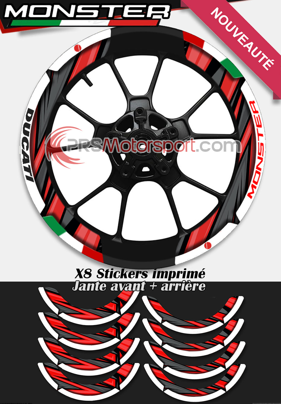 kit déco jante ducati monster, autocollant jante moto.