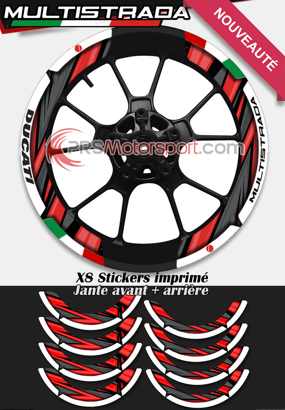 autocollant jante moto ducati multistrada, stickers x-wrap