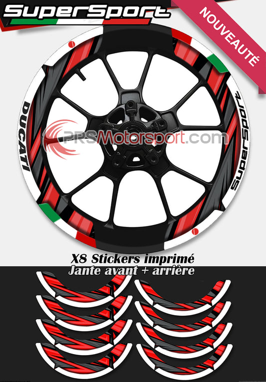 kit stickers jante moto ducati supersport, autocollant moto ducati.