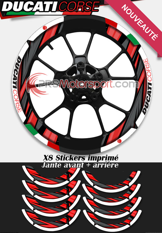 kit déco jante ducati, autocollant jante moto ducati corse.