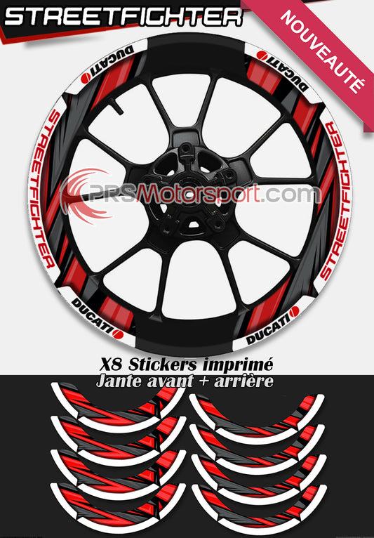 stickers déco jante Ducati streetfighter. Autocollant jante moto.