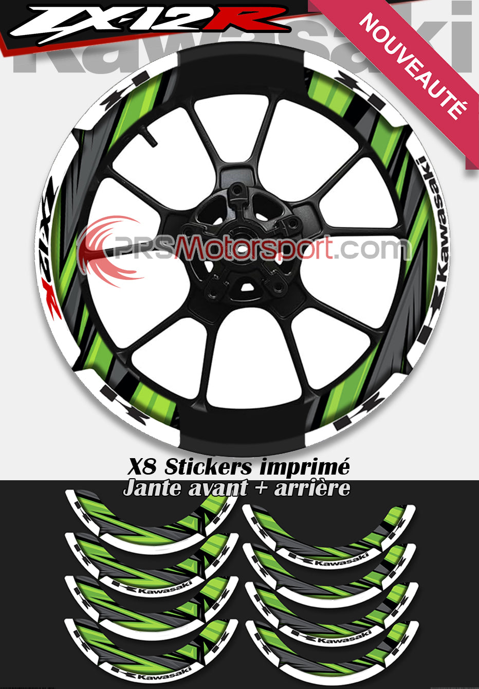 kit déco jante moto kawasaki zx-12r, stickers jante xwrapp.