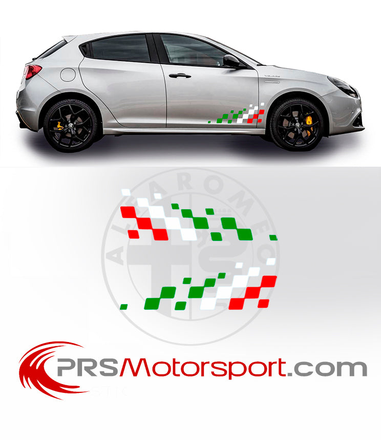 Autocollant Alfa roméo Italie, logo drapeau italia, stickers carrosserie voiture. 