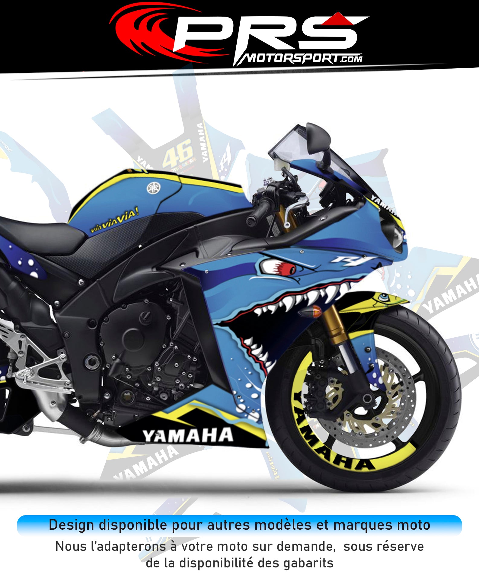 Kit déco moto YAMAHA Valentino Rossi 46 stickers rossi shark.