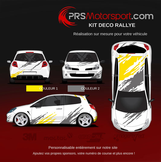 Kit déco voiture rally, stickers voiture competition, kit déco sur mesure. Autocollant pour carrosserie et numéro de course.