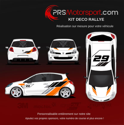 Kit déco autocollant rallye pour voiture de compétition, courses de côtes, circuit, 4x4 et off road. Stickers Numéro de course et déco racing.