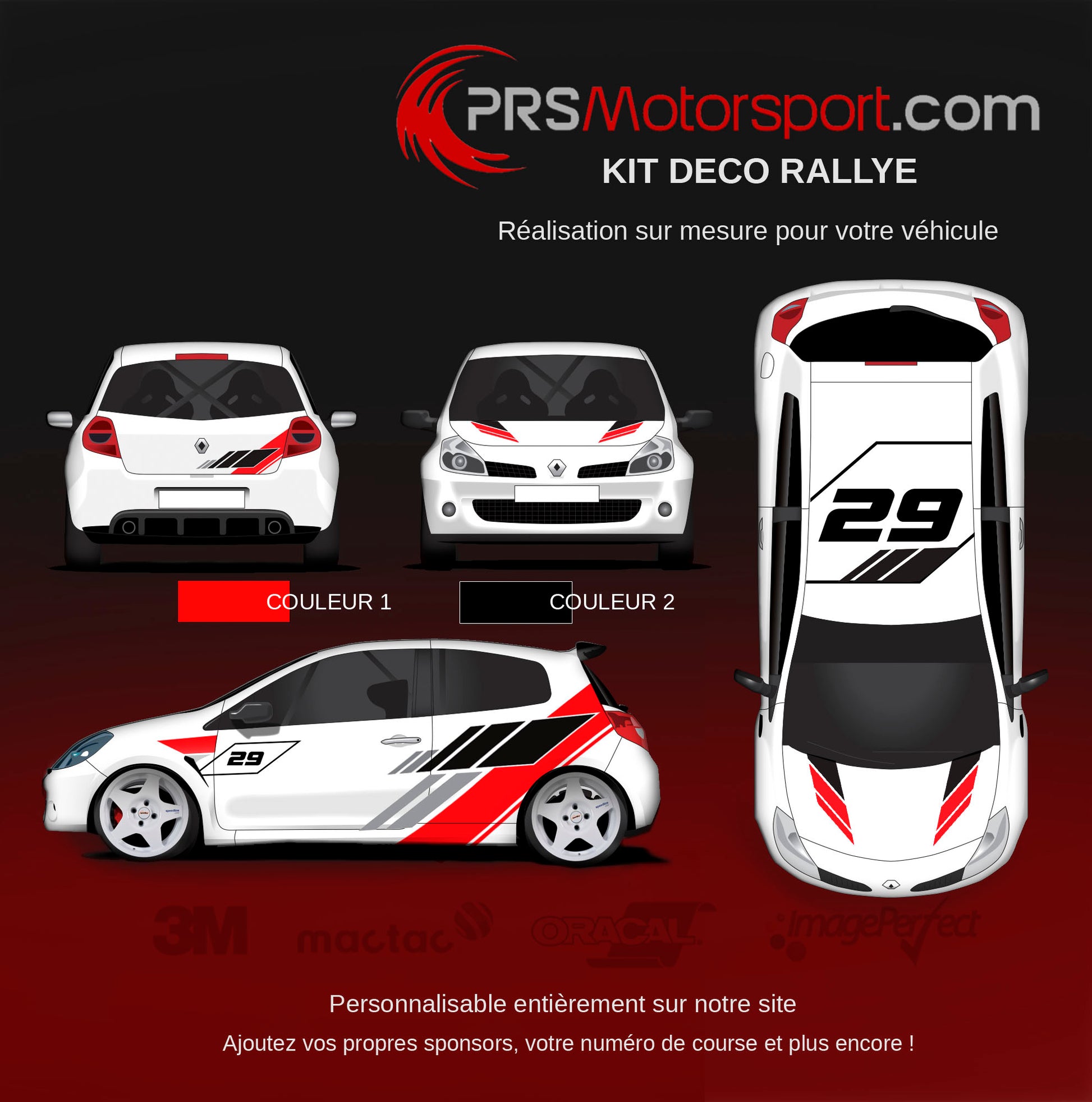 kit déco autocollant carrosserie racing, stickers voiture rally competition, kit stickers sur mesure.