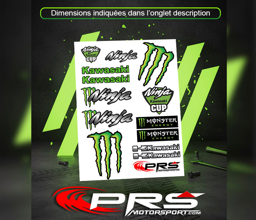 Autocollant moto Kawasaki Ninja stickers Monster energy drink decals motorcycles.