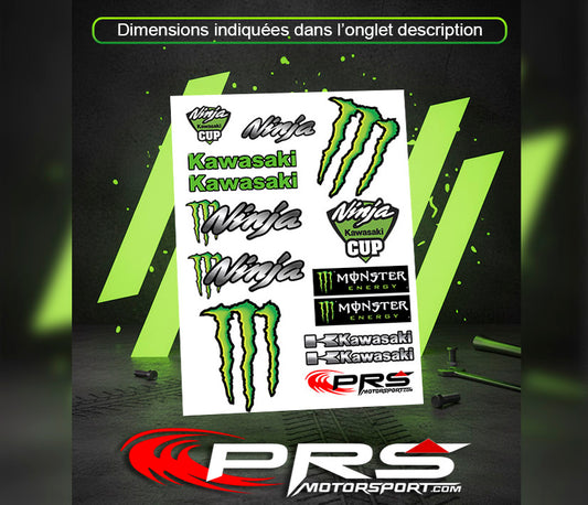 Autocollant moto Kawasaki Ninja stickers Monster energy drink decals motorcycles.