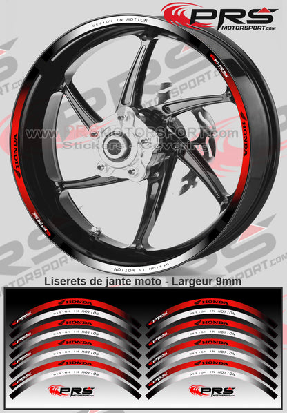 Liseret jante moto imprimé, stickers jante pour Honda. Autocollant moto.
