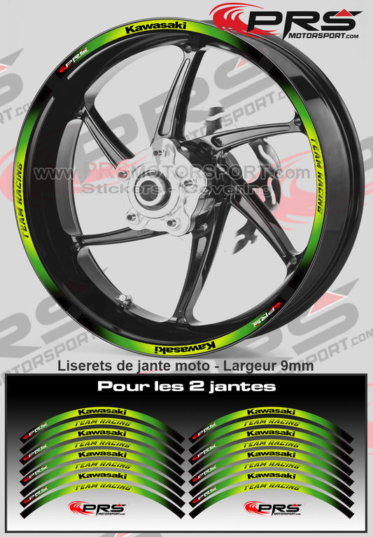 Stickers de jante imprimé liserets moto kawasaki team racing.