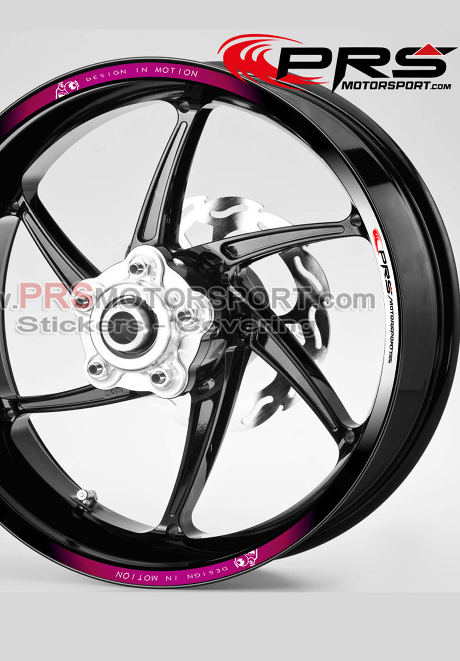 Autocollant jante moto liseret imprimé Rose PRSmotorsport.
