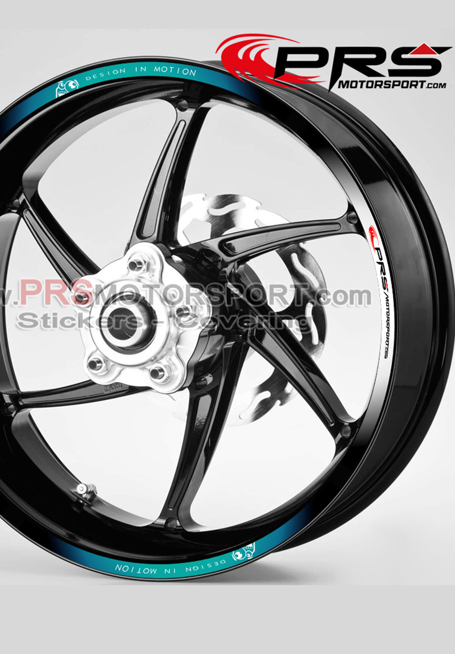 Autocollant jante liseret moto imprimé turquoise universels.