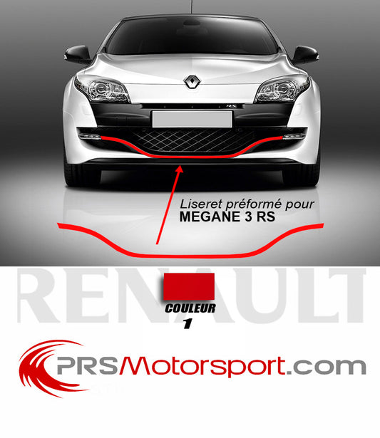 Stickers lame avant pare choc Renault MEGANE 3 RS, liseret préformé.