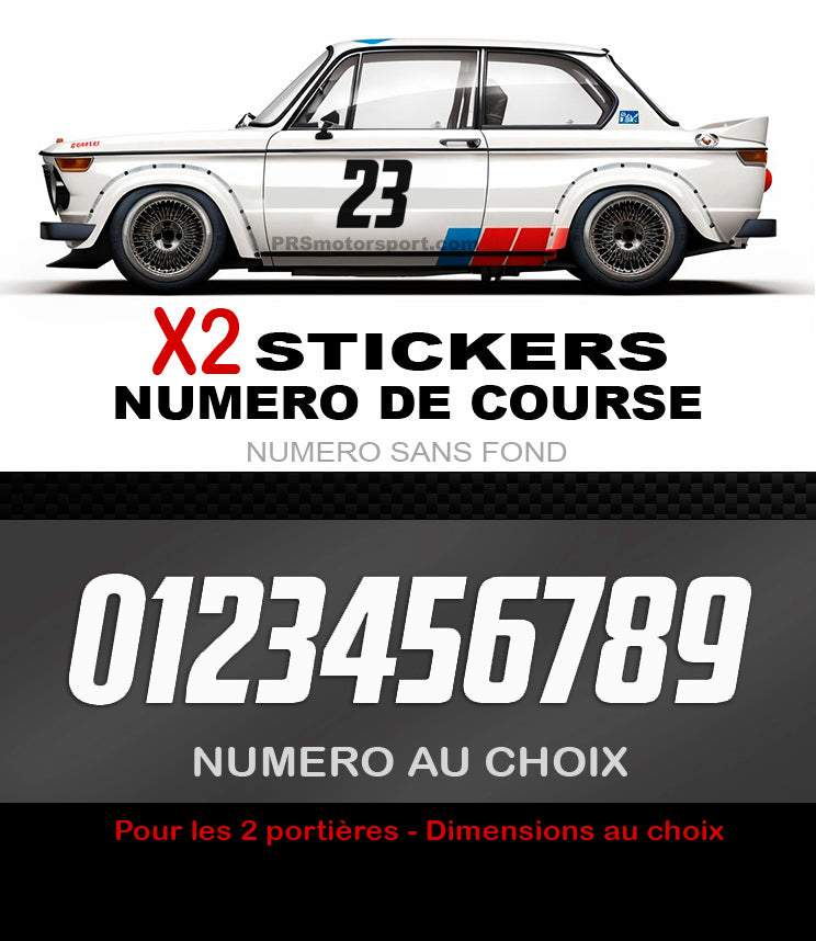 autocollant numéro de course voiture rallye, stickers numéro portière.