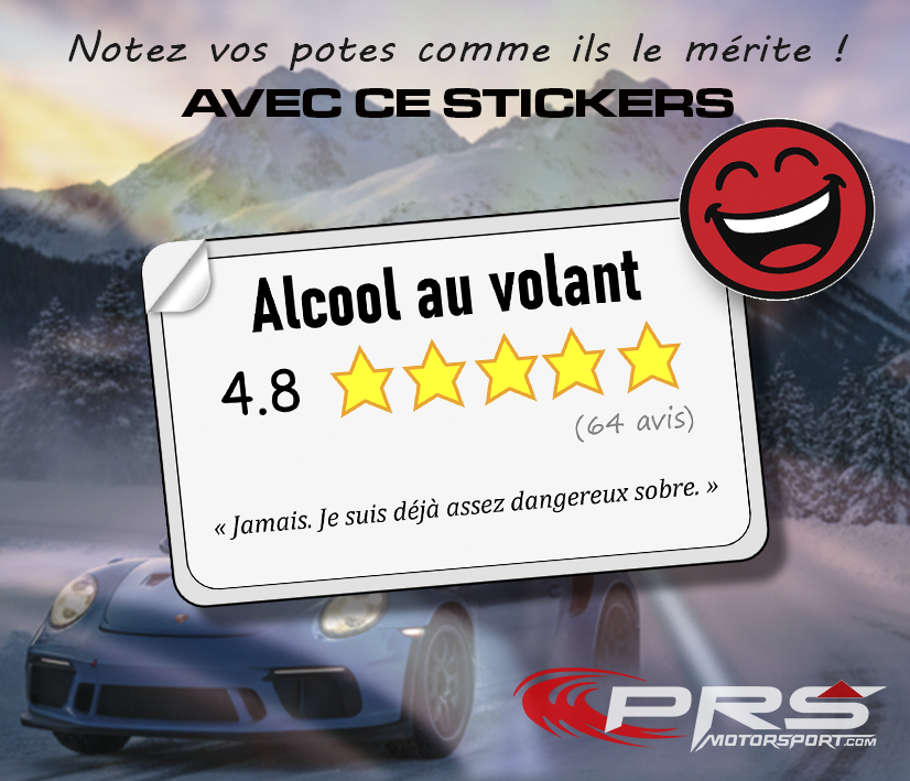 Stickers Avis humoristique pour noter tes potes comme ils le méritent autocollant Alcool au volant.