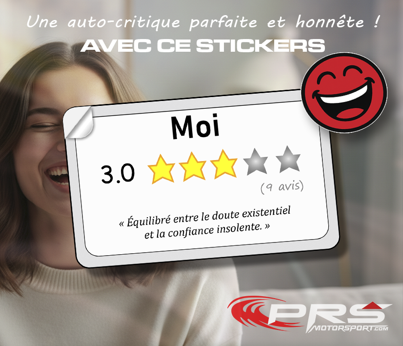 Stickers avis humoristique avis note étoile autocollant Equilibré entre le doute et la confiance insolente. Notez vos potes comme ils le mérite ! système de note à étoile drôle.