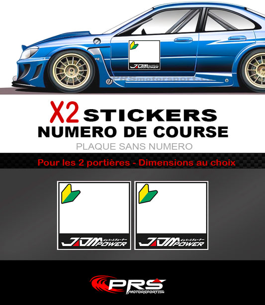 Autocollant numéro portière JDM Power stickers course rallye plaque porte numérotation championnat drift, decals jdm.