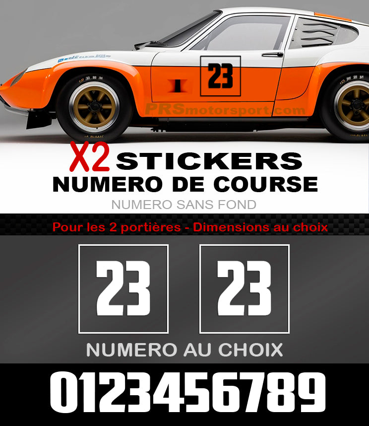 Autocollant voiture rallye stickers numéro de course portière. 