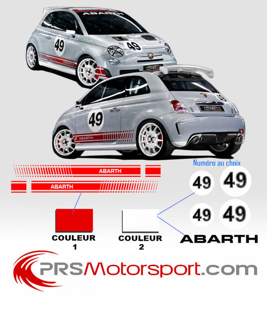 Kit déco carrosserie FIAT ASSETTO CORSA pour fiat 500, fiat Punto, fiat Stilo, stickers Abarth.