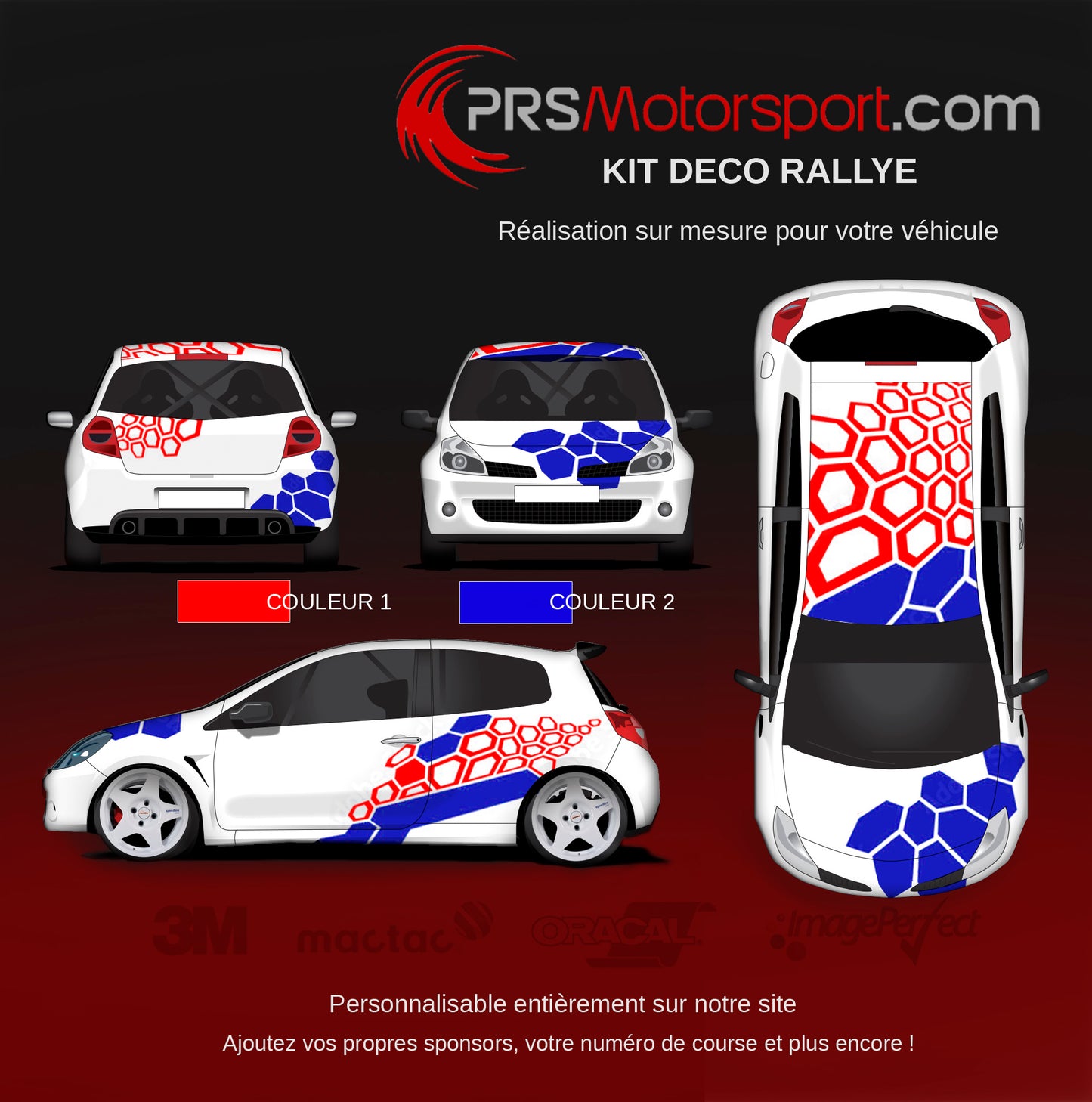 Rallye déco universelle à poser. Stickers kit déco personnalisé pour voiture rallye et pistarde.