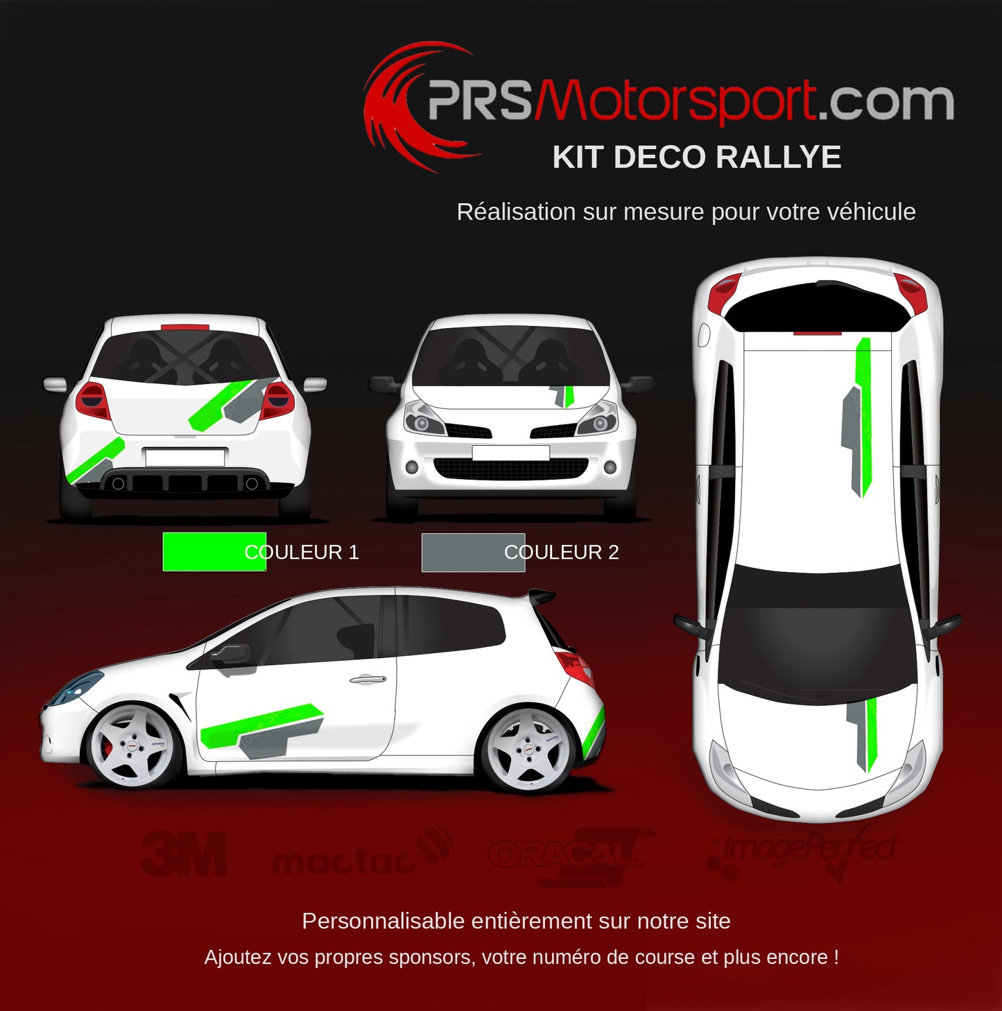 kit autocollant voiture rallye et circuit, déco personnalisé.