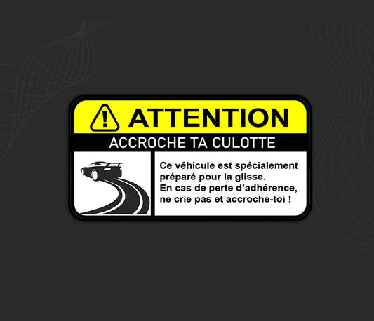 Stickers voiture attention drfit, logo sécurité autocollant humour pare soleil. 