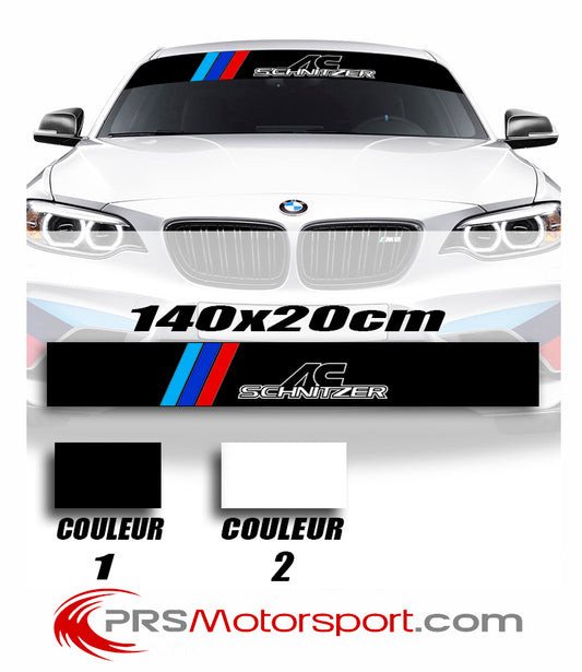 Bande pare soleil autocollant voiture stickers AC SCHNITZER pour pare-brise BMW.