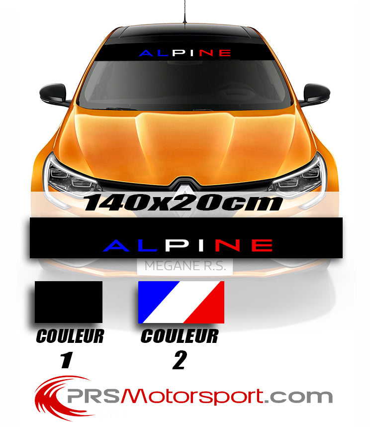bandeau pare brise voiture autocollant Alpine renault drapeau tricolors.