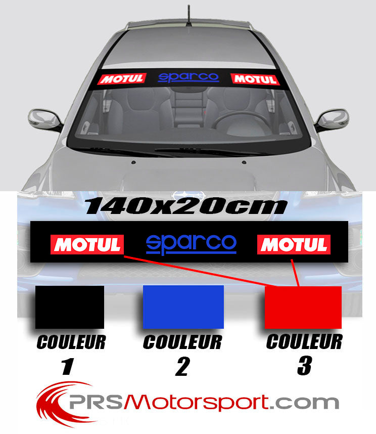 Bandeau pare-brise autocollant Sparco, stickers pare-soleil voiture Motul.
