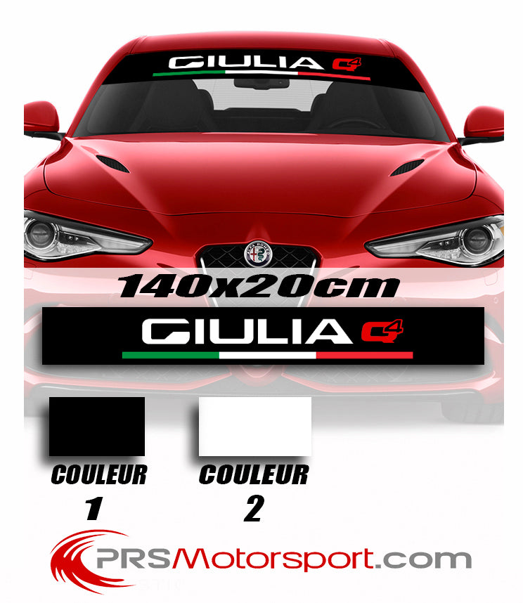 Stickers bandeau pare brise voiture Alfa Romeo autocollant Giulia Q4 Italia.